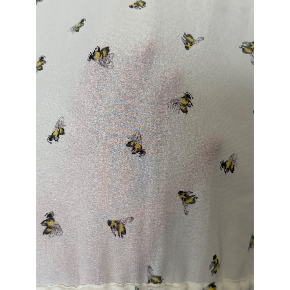 Free People Bee Print Tie Front Blouse Boho Bell Sleeve Sheer Top White S - Picture 8 of 16